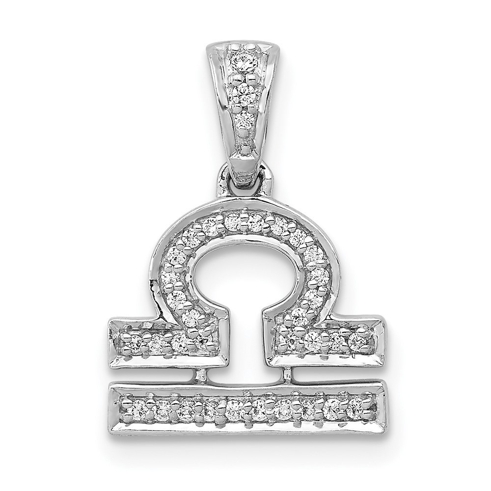 Million Charms 14k White Gold Diamond Libra Zodiac Charm Pendant